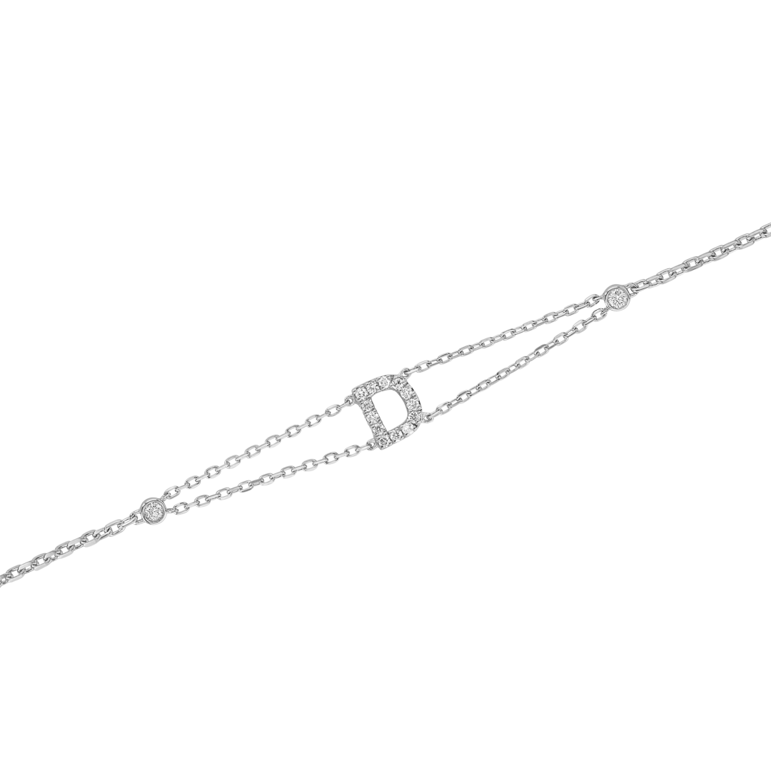 Lab-Grown Diamond Letter Bracelet White Gold - D