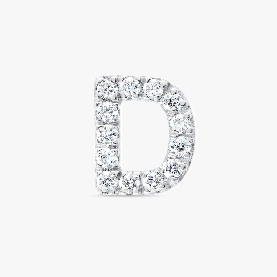 D Letter Lab-Grown Diamond Single Stud Earring White Gold