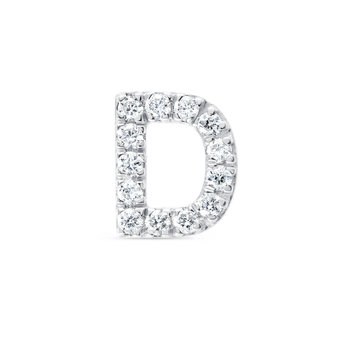 D Letter Lab-Grown Diamond Single Stud Earring White Gold
