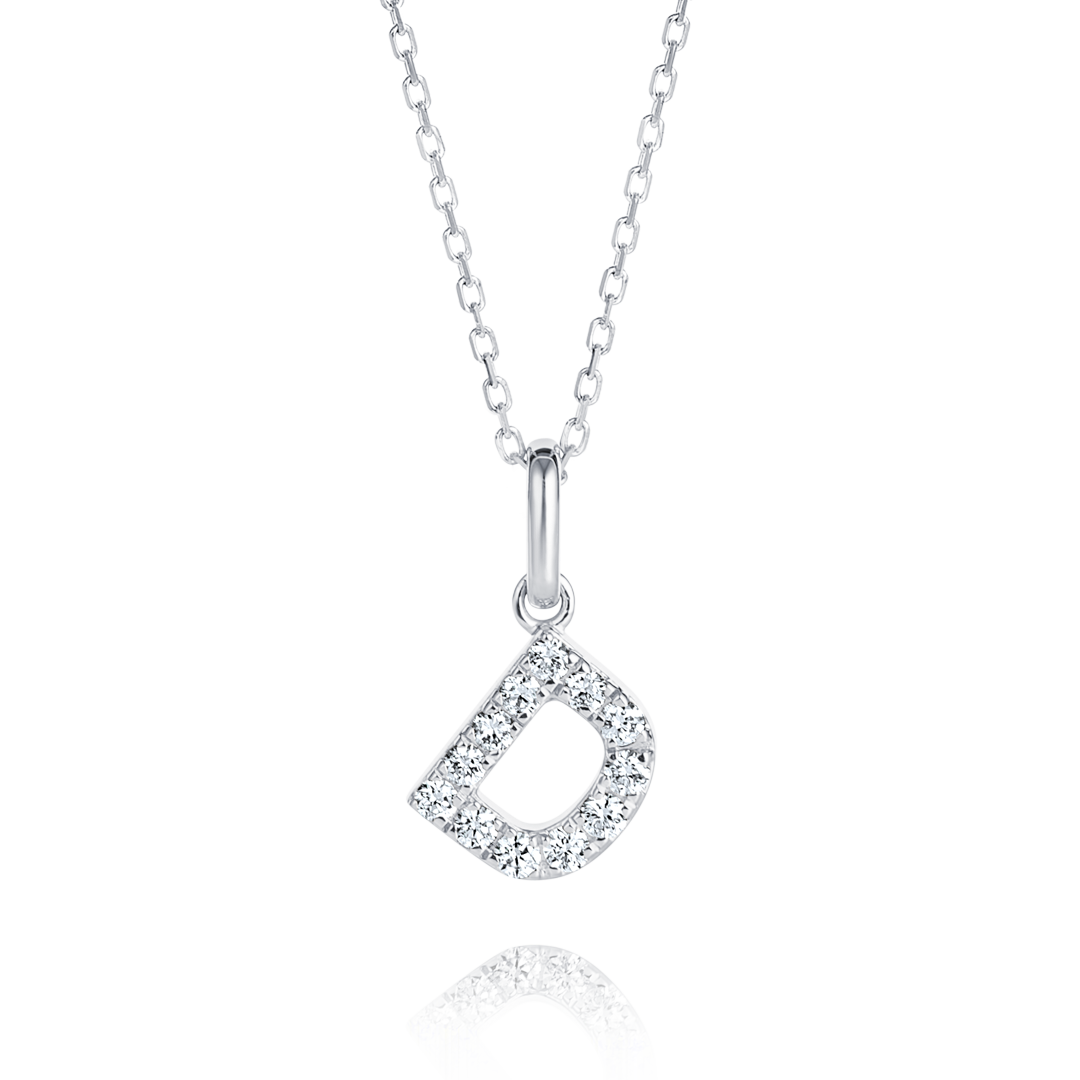 D Letter Lab-Grown Diamond Pendant White Gold