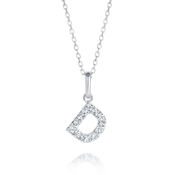 D Letter Lab-Grown Diamond Pendant White Gold