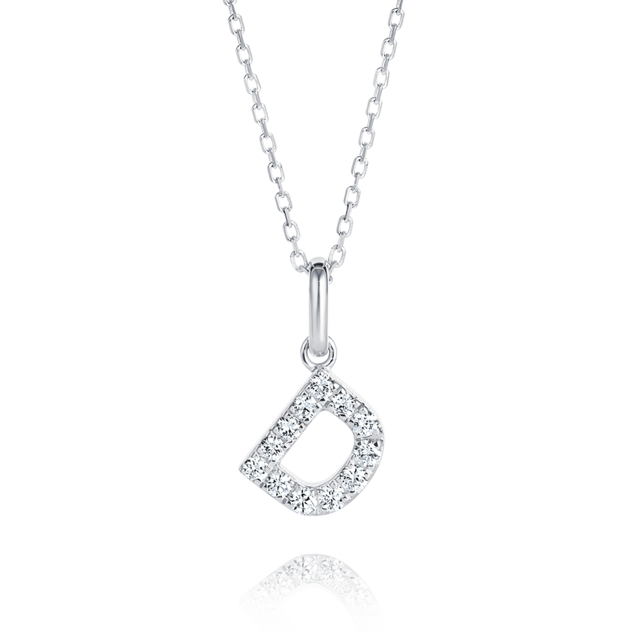 D Letter Lab-Grown Diamond Pendant White Gold