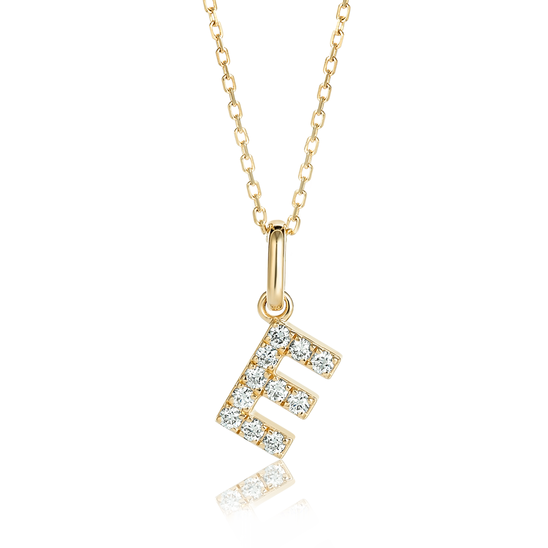 E Letter Lab-Grown Diamond Pendant Yellow Gold