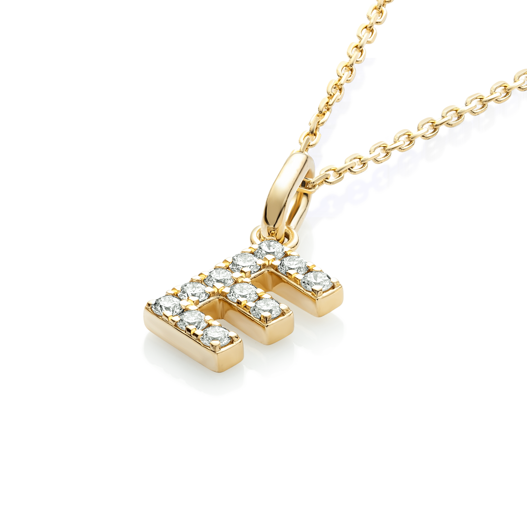 E Letter Lab-Grown Diamond Pendant Yellow Gold