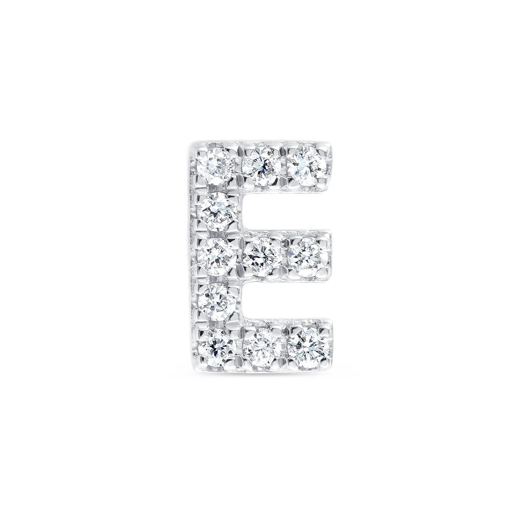 E Letter Lab-Grown Diamond Single Stud Earring White Gold