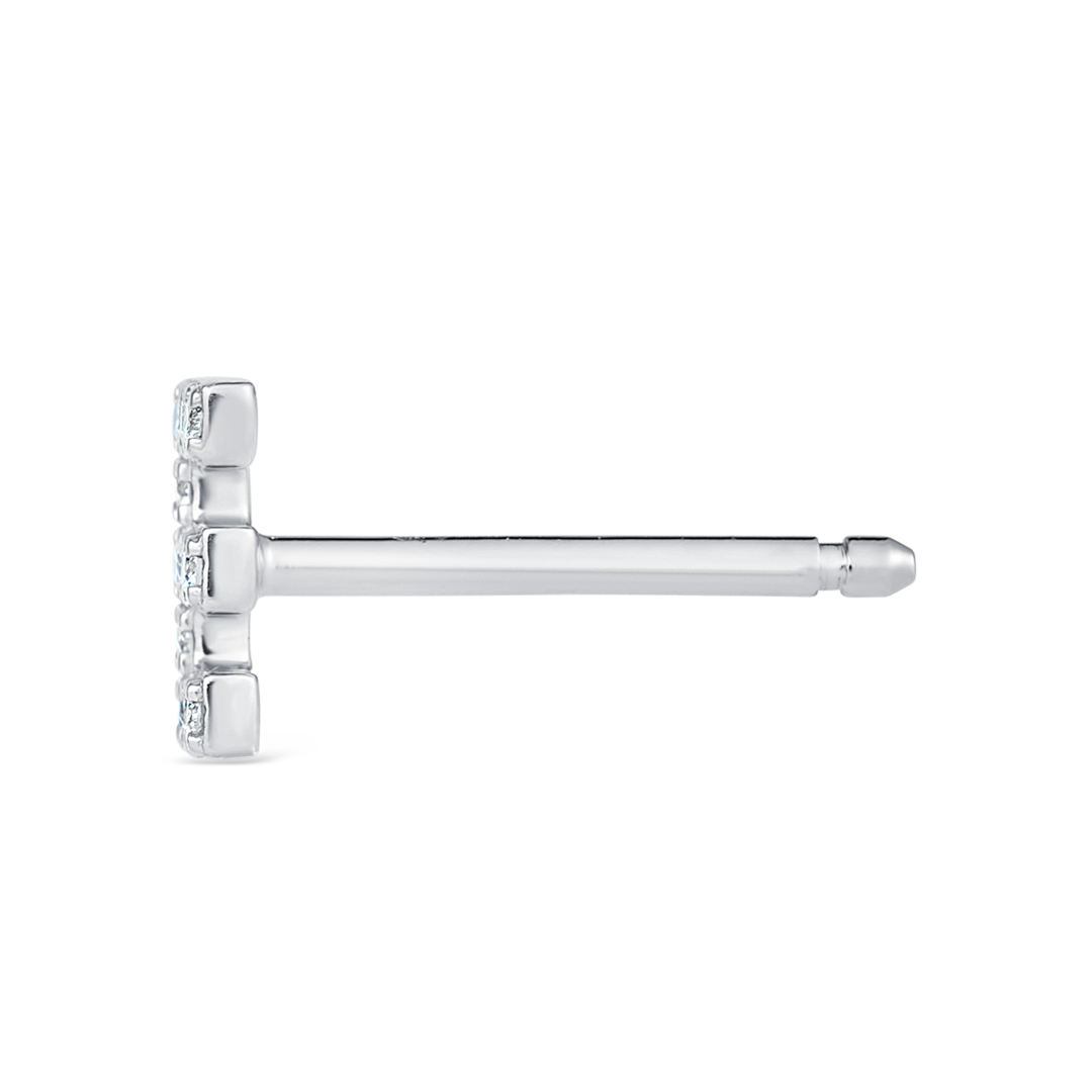 E Letter Lab-Grown Diamond Single Stud Earring White Gold