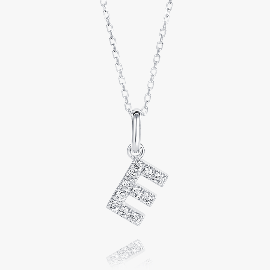E Letter Lab-Grown Diamond Pendant White Gold