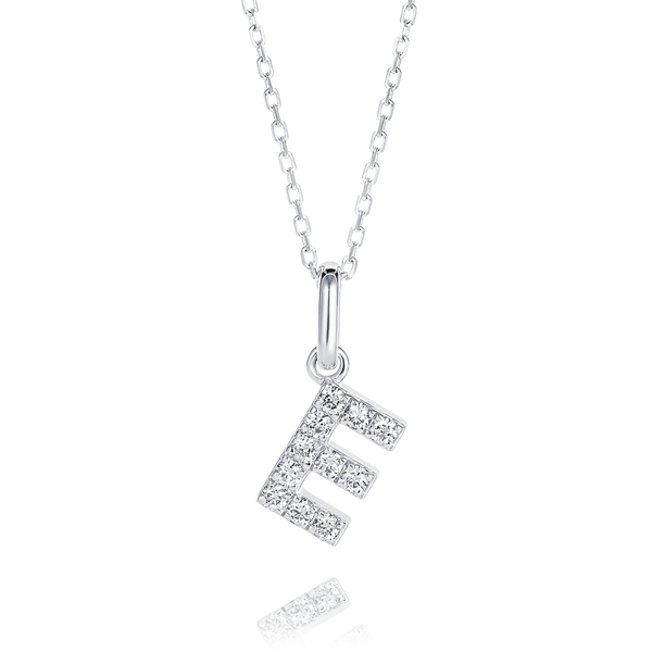 E Letter Lab-Grown Diamond Pendant White Gold
