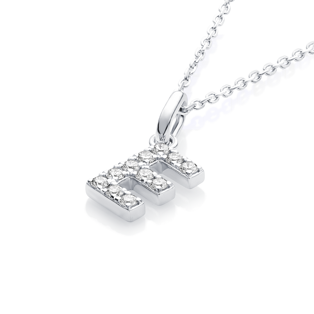 E Letter Lab-Grown Diamond Pendant White Gold
