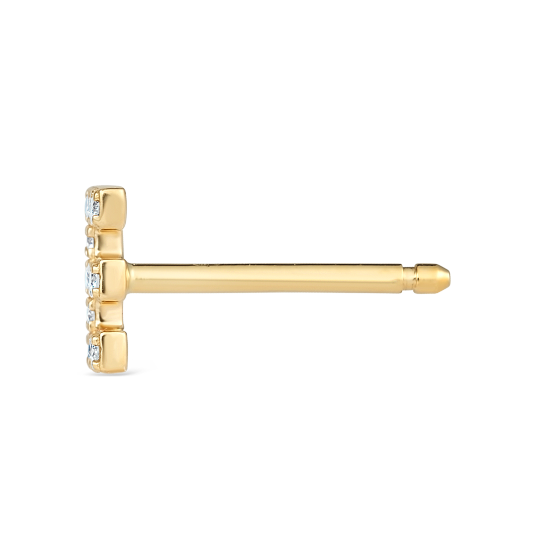 E Letter Lab-Grown Diamond Single Stud Earring Yellow Gold