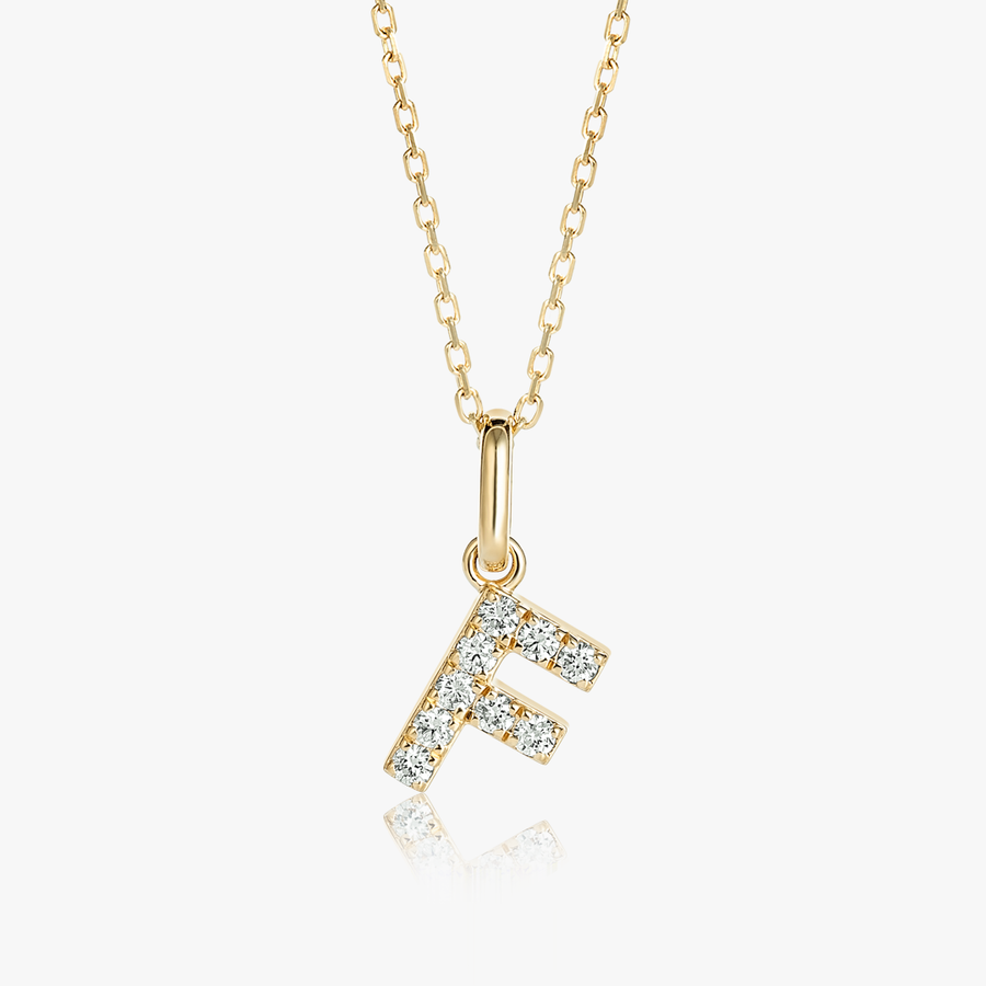 F Letter Lab-Grown Diamond Pendant Yellow Gold