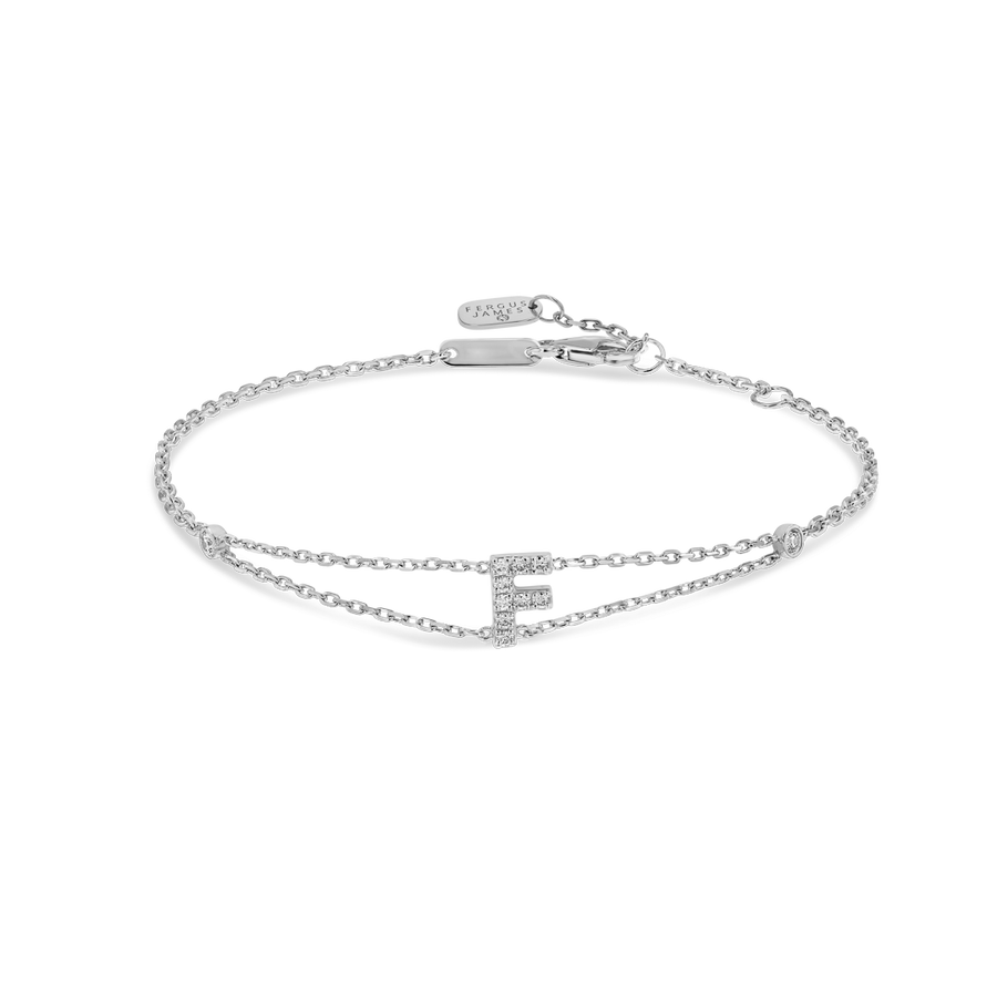 Lab-Grown Diamond Letter Bracelet White Gold - F