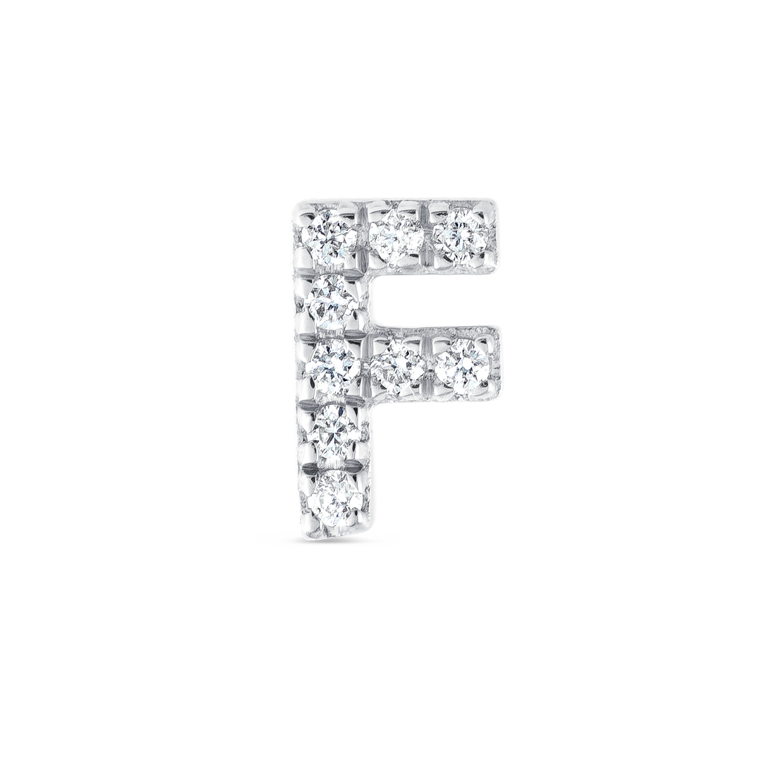 F Letter Lab-Grown Diamond Single Stud Earring White Gold