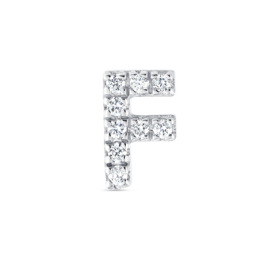 F Letter Lab-Grown Diamond Single Stud Earring White Gold