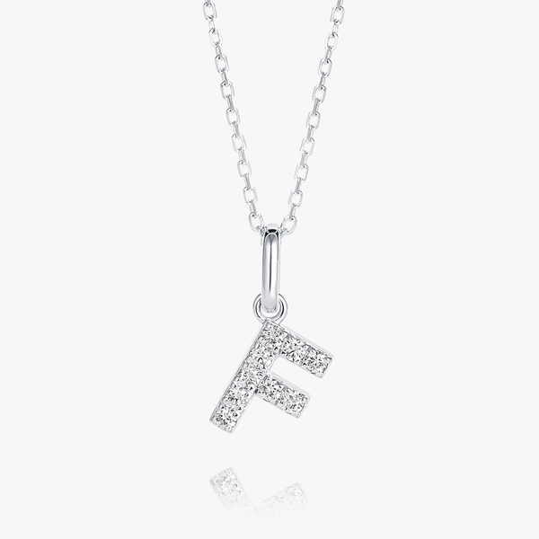 F Letter Lab-Grown Diamond Pendant White Gold