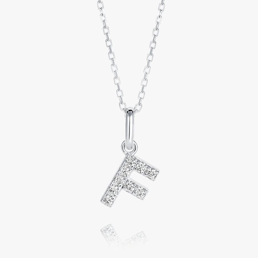 F Letter Lab-Grown Diamond Pendant White Gold