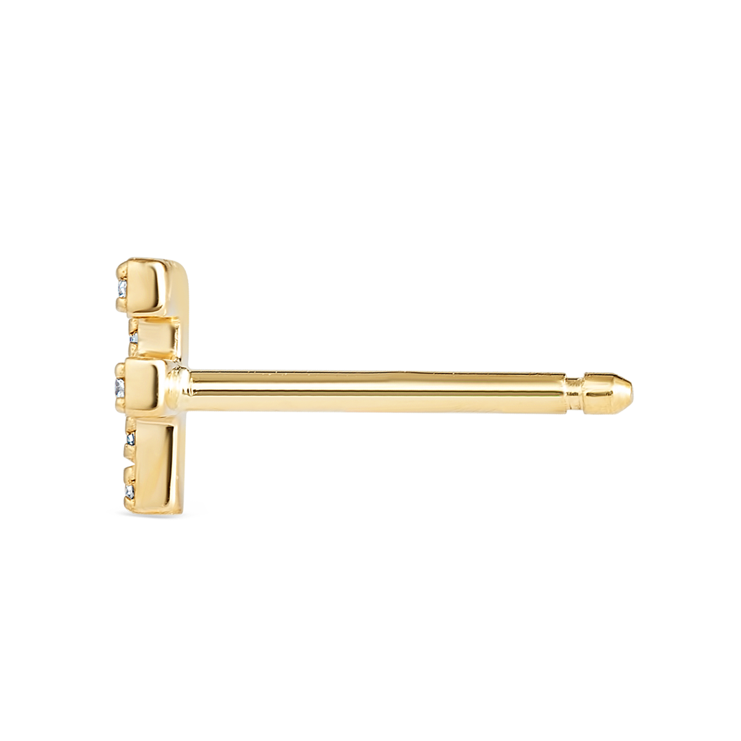 F Letter Lab-Grown Diamond Single Stud Earring Yellow Gold