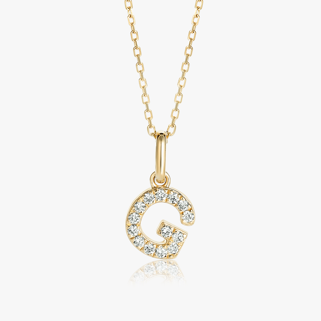 G Letter Lab-Grown Diamond Pendant Yellow Gold