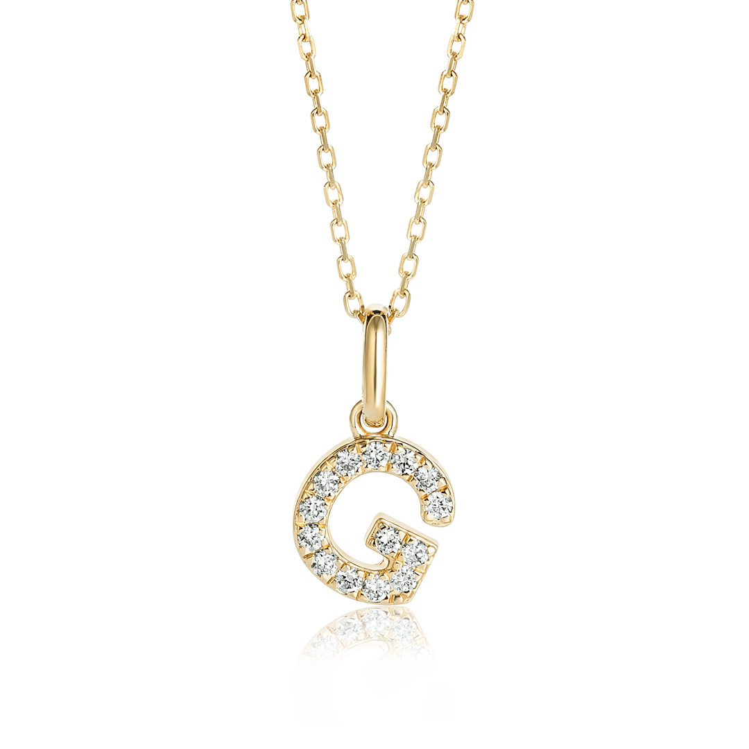 G Letter Lab-Grown Diamond Pendant Yellow Gold