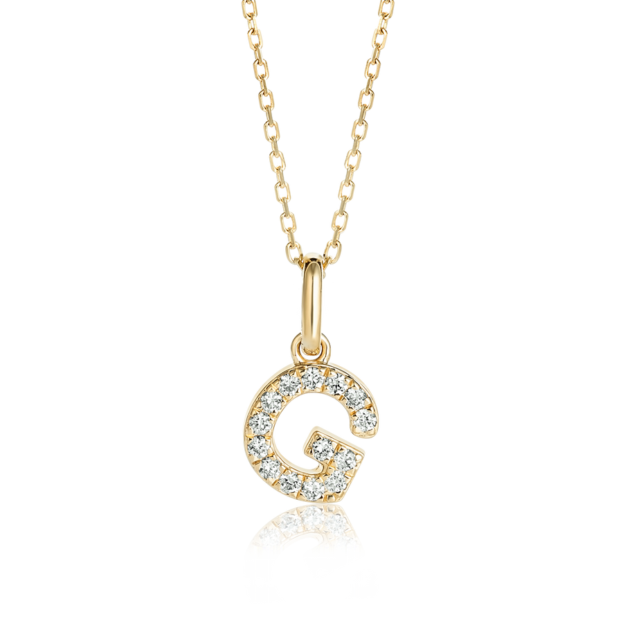 G Letter Lab-Grown Diamond Pendant Yellow Gold