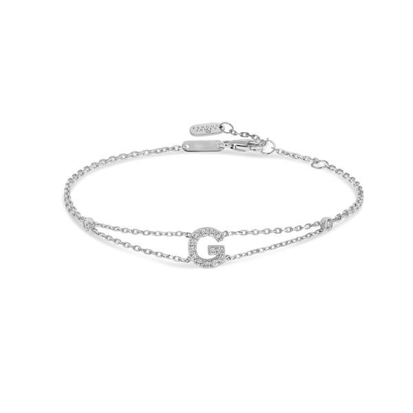 Lab-Grown Diamond Letter Bracelet White Gold - G