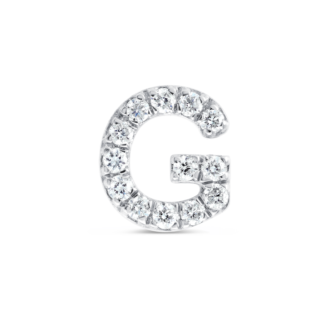 G Letter Lab-Grown Diamond Single Stud Earring White Gold