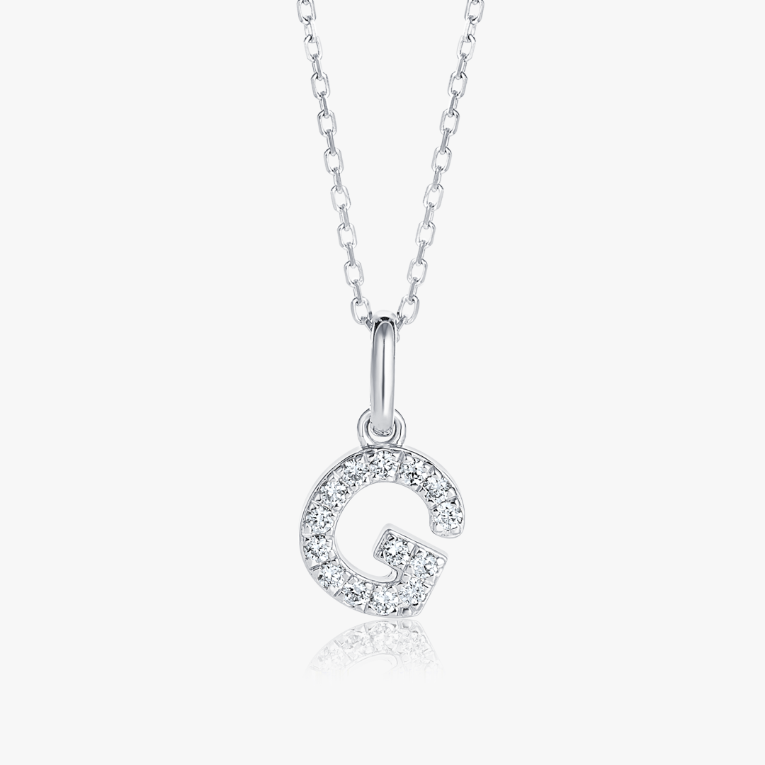 G Letter Lab-Grown Diamond Pendant White Gold