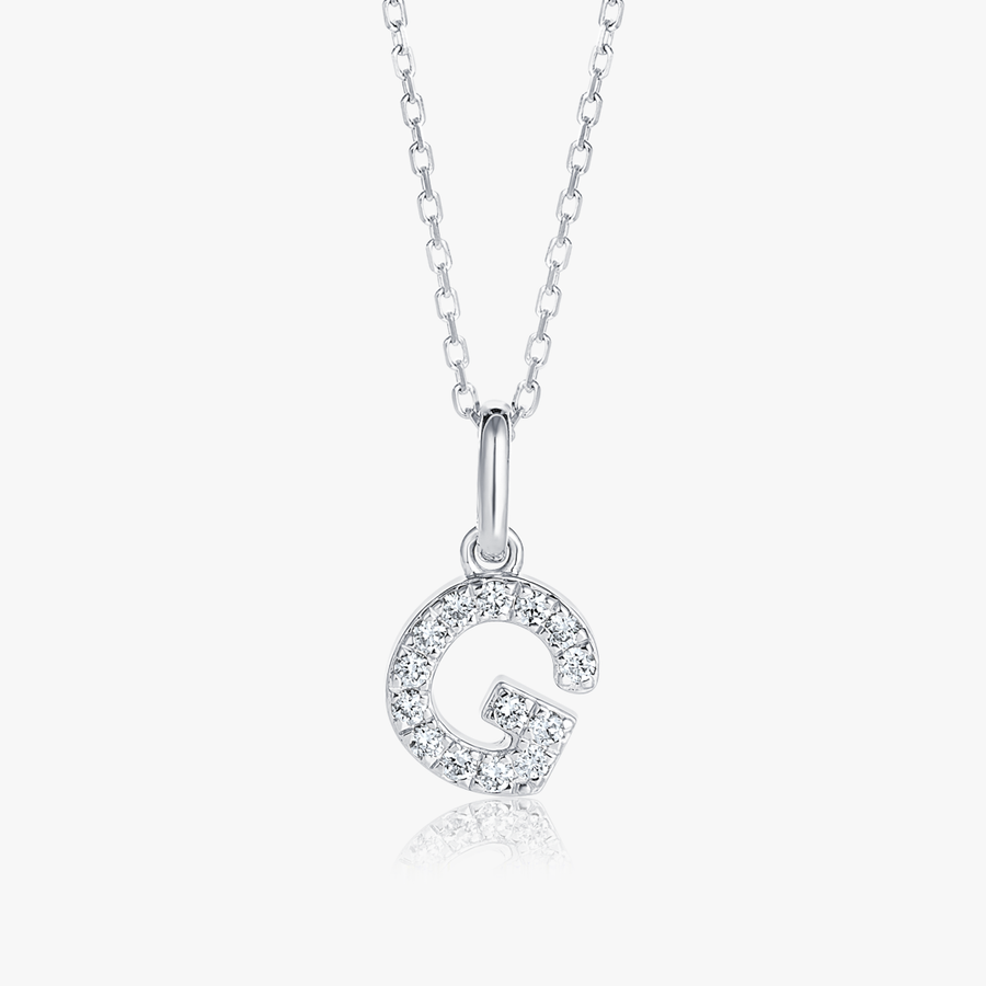 G Letter Lab-Grown Diamond Pendant White Gold