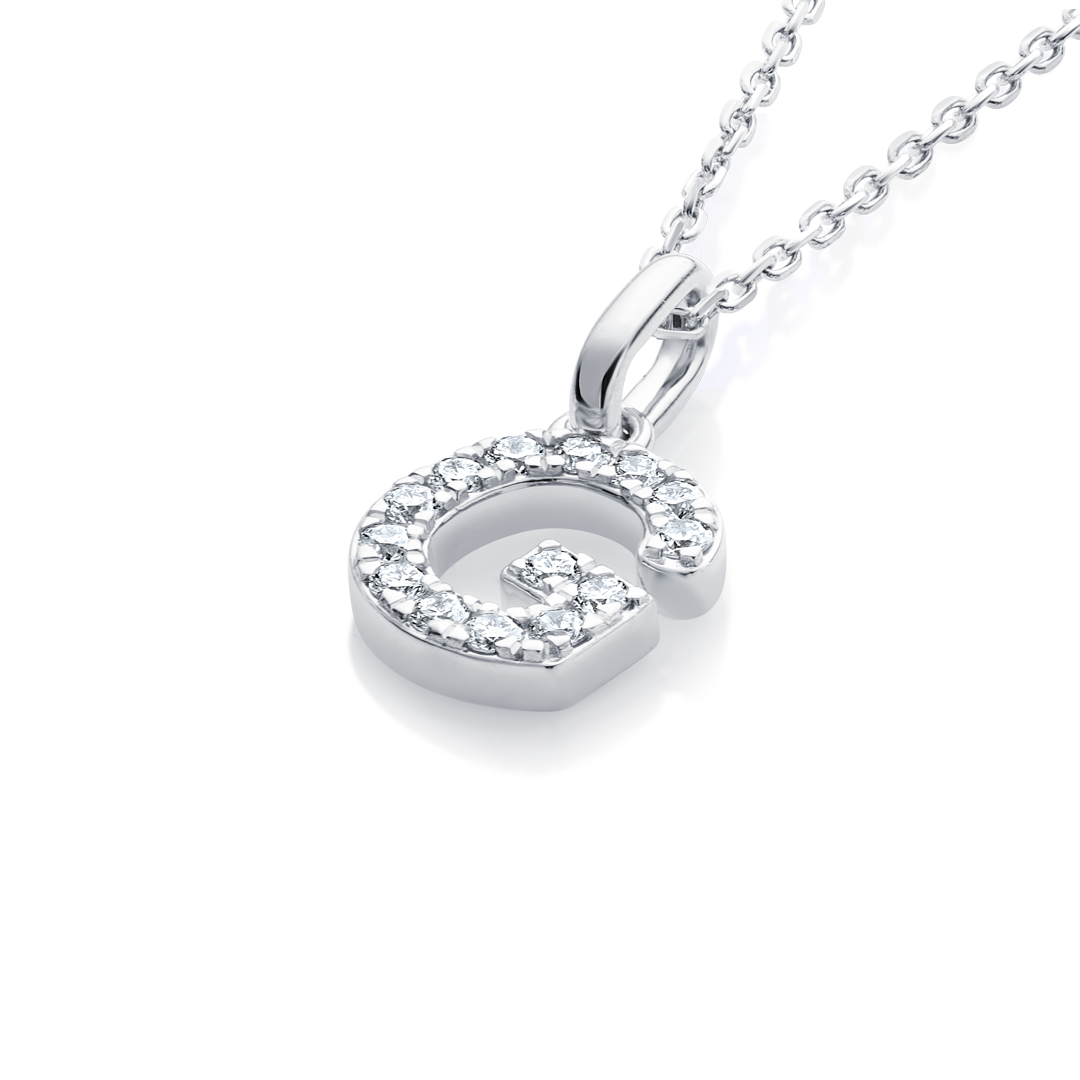 G Letter Lab-Grown Diamond Pendant White Gold