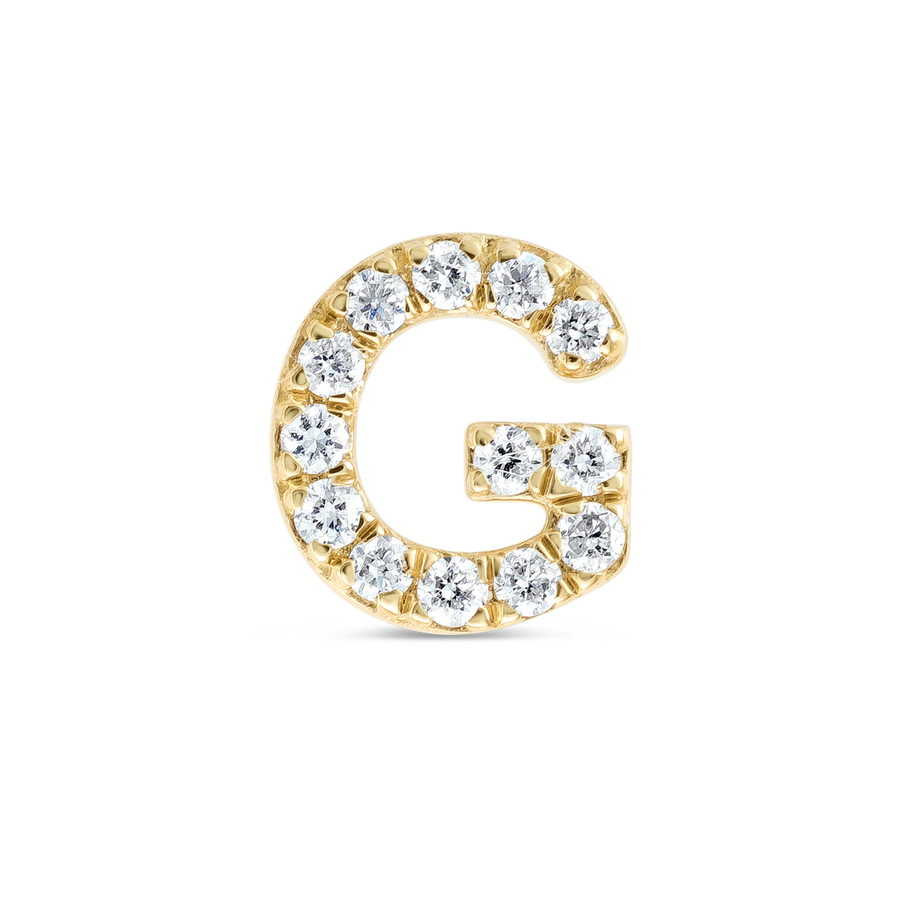 G Letter Lab-Grown Diamond Single Stud Earring Yellow Gold