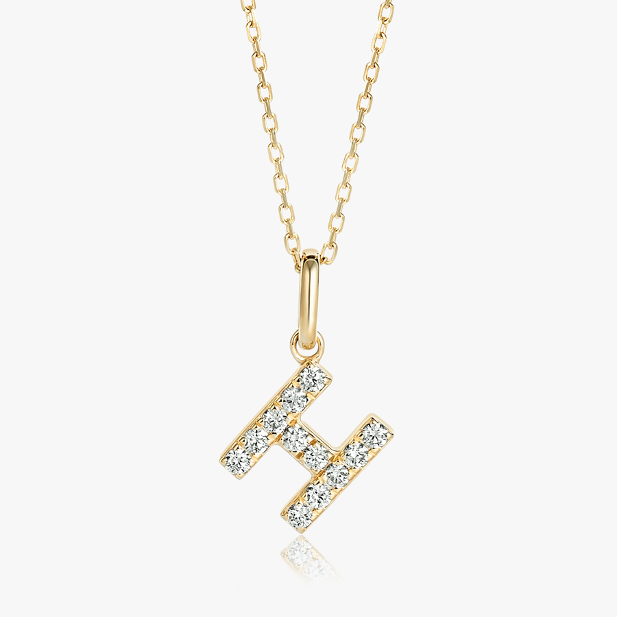H Letter Lab-Grown Diamond Pendant Yellow Gold