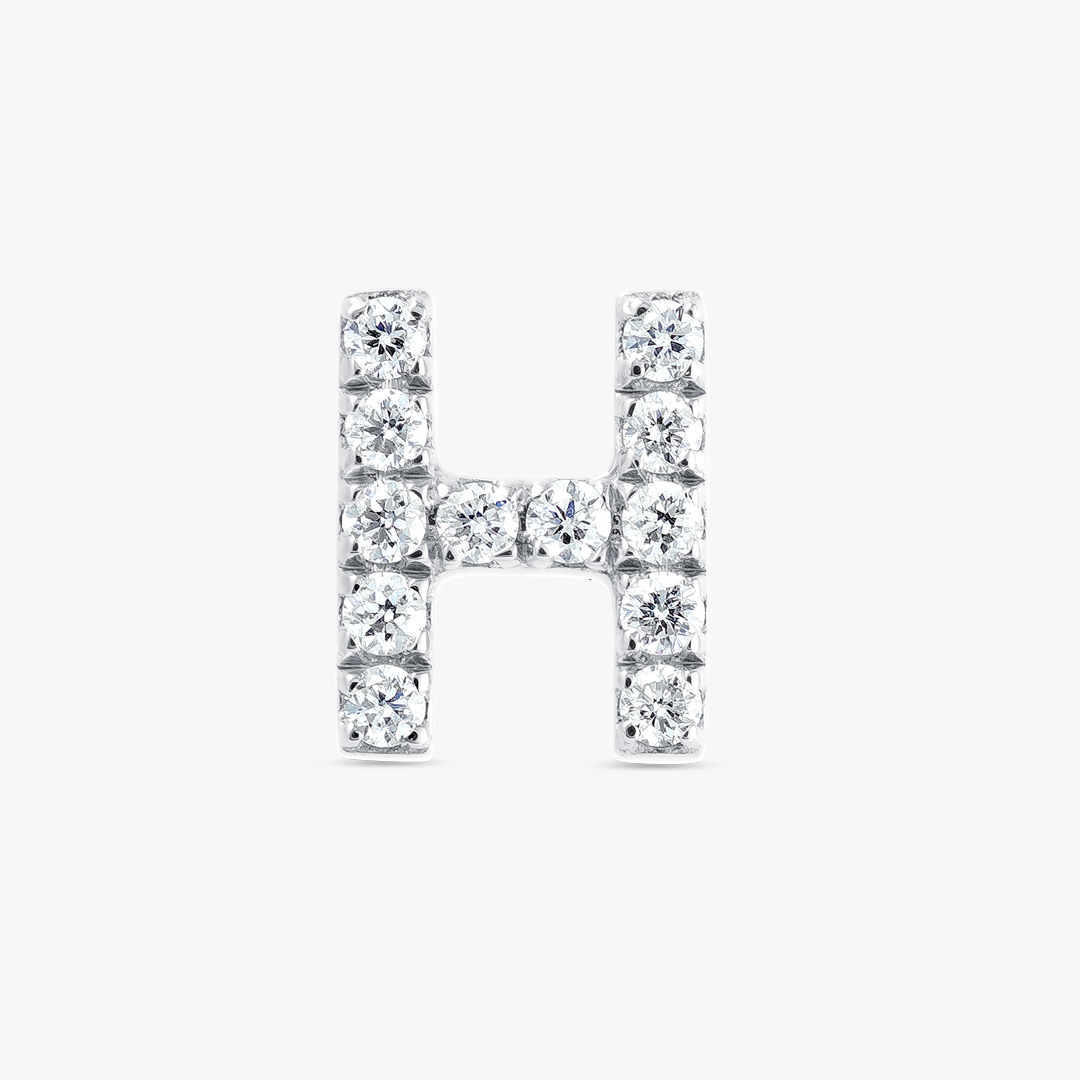 H Letter Lab-Grown Diamond Single Stud Earring White Gold