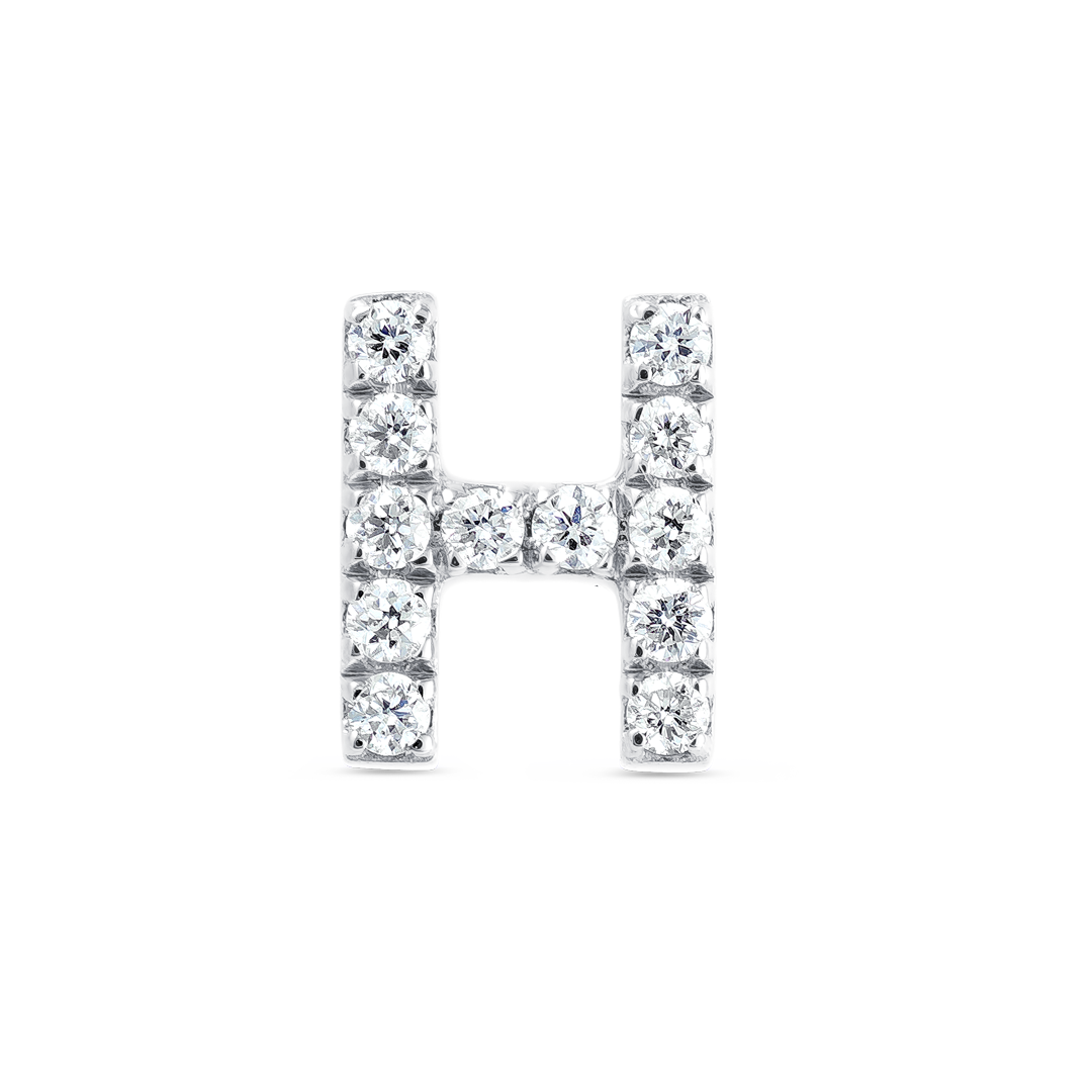 H Letter Lab-Grown Diamond Single Stud Earring White Gold