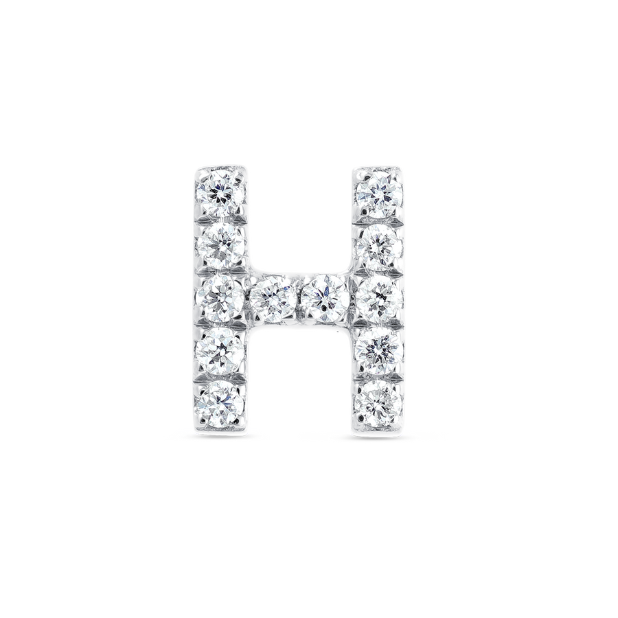 H Letter Lab-Grown Diamond Single Stud Earring White Gold