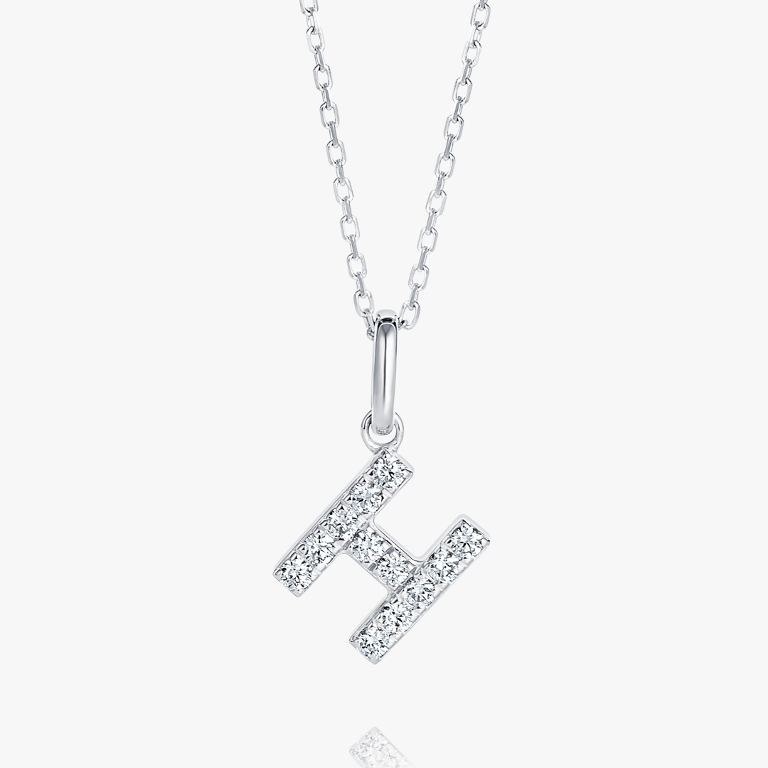 H Letter Lab-Grown Diamond Pendant White Gold