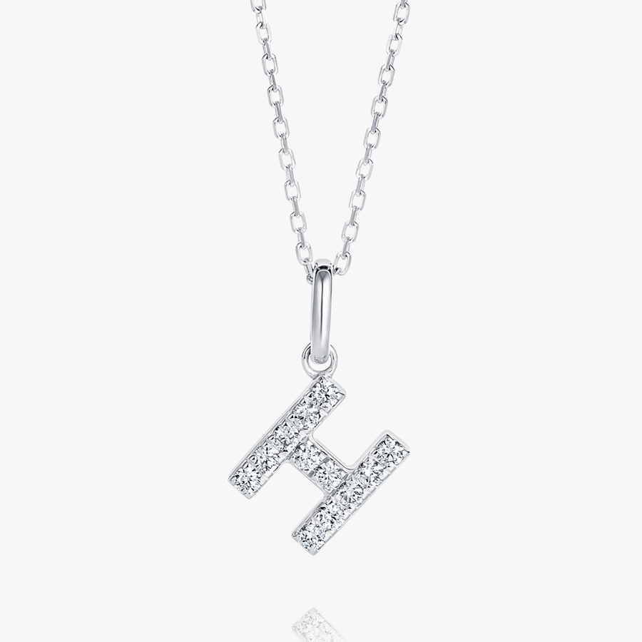 H Letter Lab-Grown Diamond Pendant White Gold