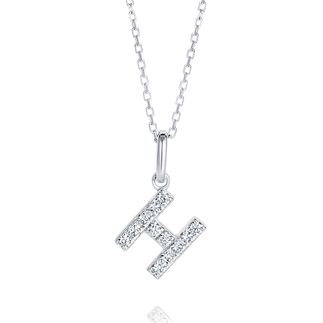 H Letter Lab-Grown Diamond Pendant White Gold