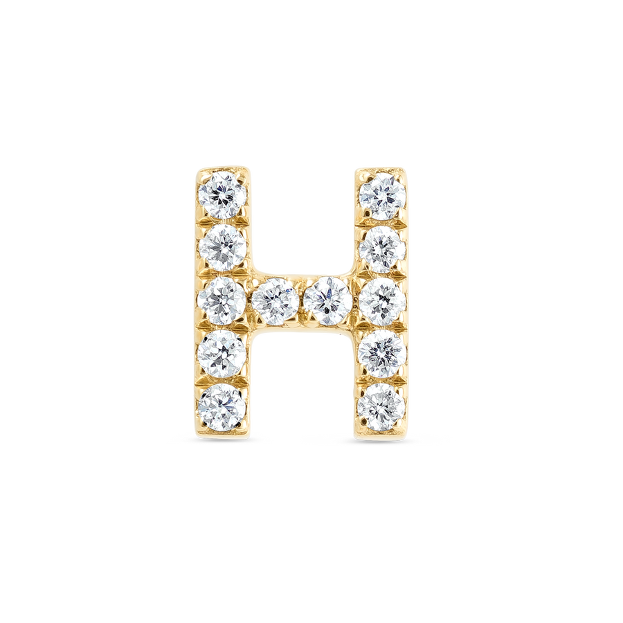 H Letter Lab-Grown Diamond Single Stud Earring Yellow Gold