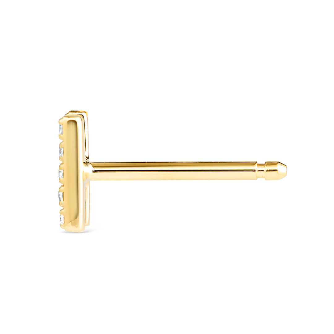 H Letter Lab-Grown Diamond Single Stud Earring Yellow Gold