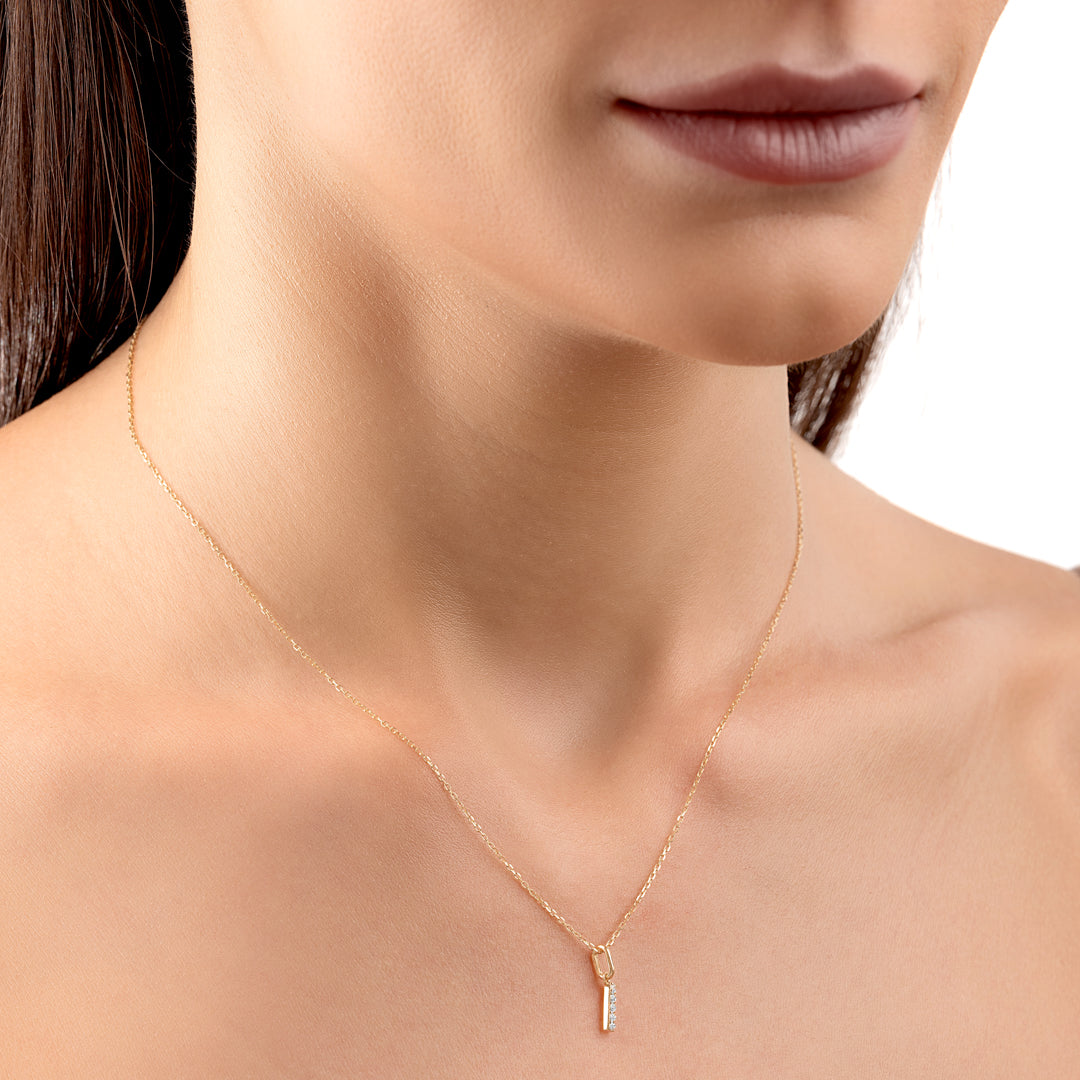 I Letter Lab-Grown Diamond Pendant Yellow Gold