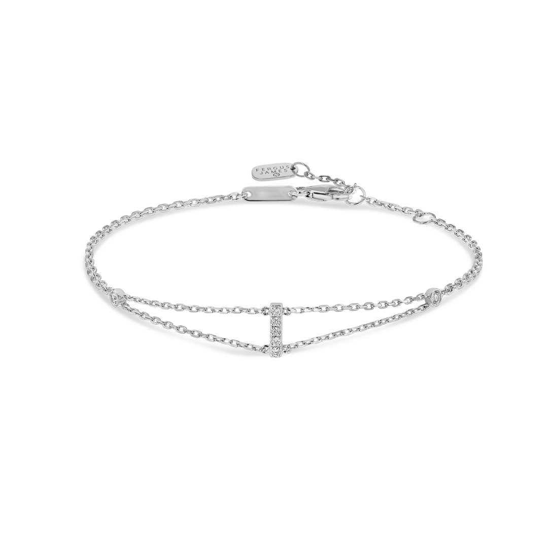 Lab-Grown Diamond Letter Bracelet White Gold - I