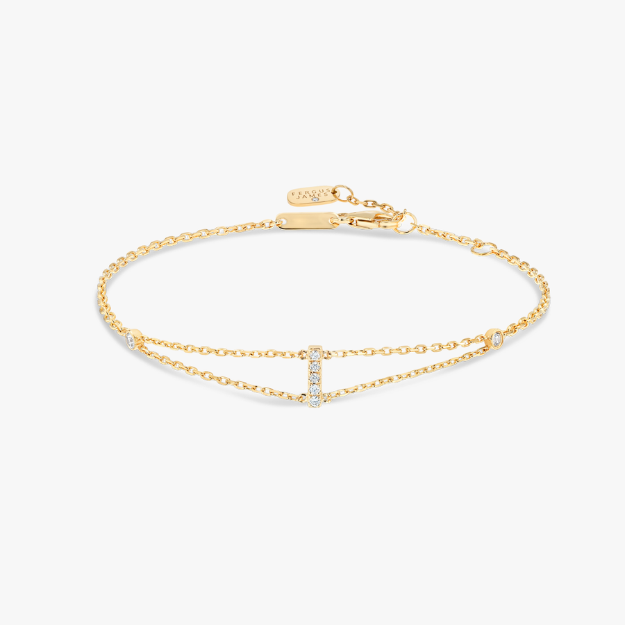 Lab-Grown Diamond Letter Bracelet Yellow Gold - I