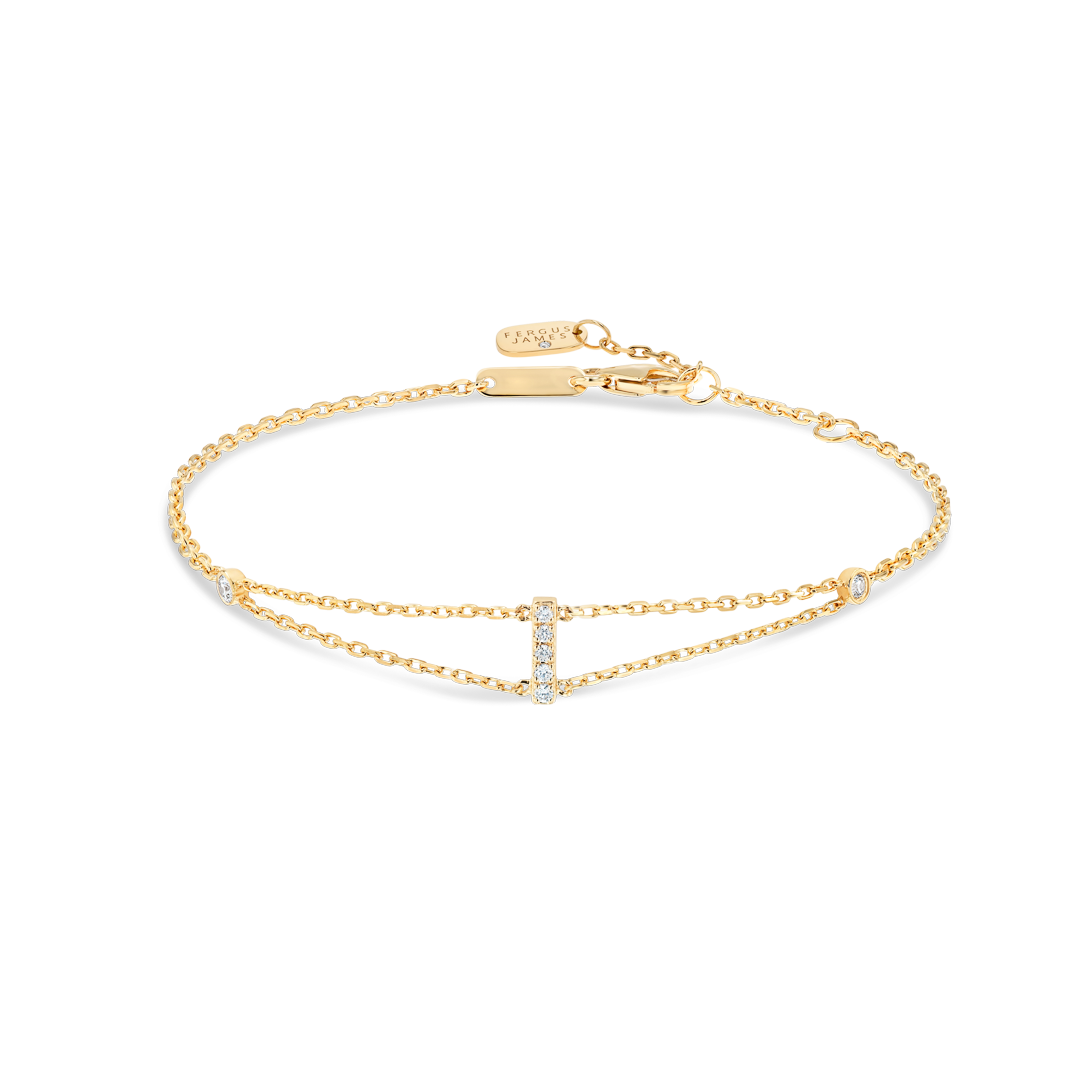 Lab-Grown Diamond Letter Bracelet Yellow Gold - I