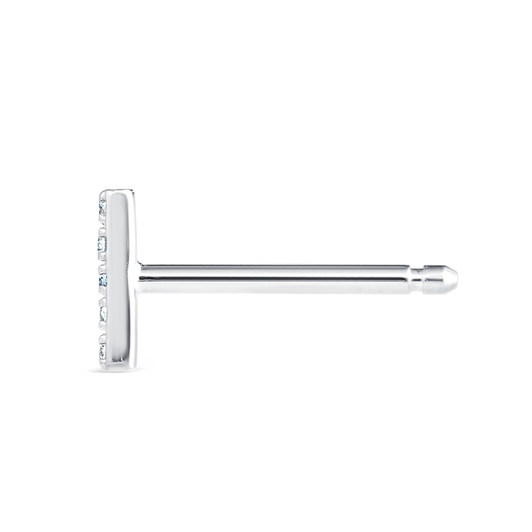 I Letter Lab-Grown Diamond Single Stud Earring White Gold
