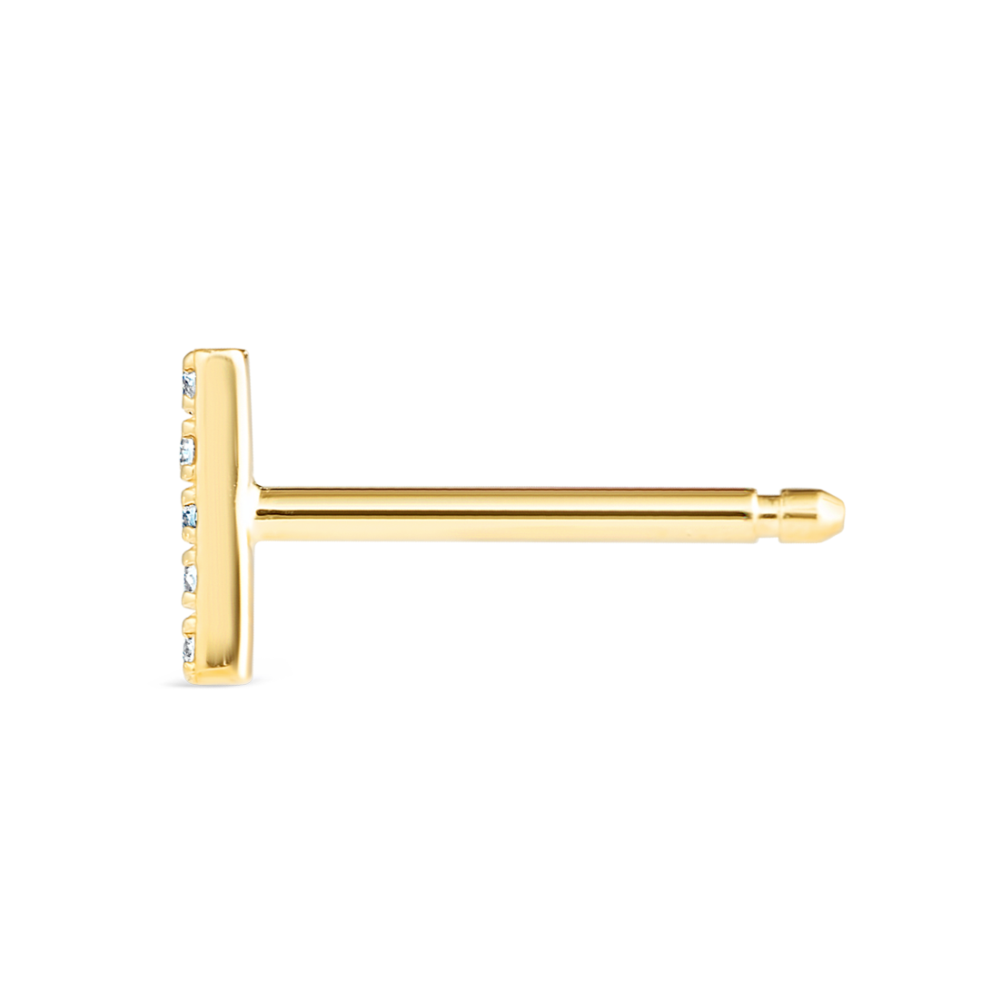I Letter Lab-Grown Diamond Single Stud Earring Yellow Gold