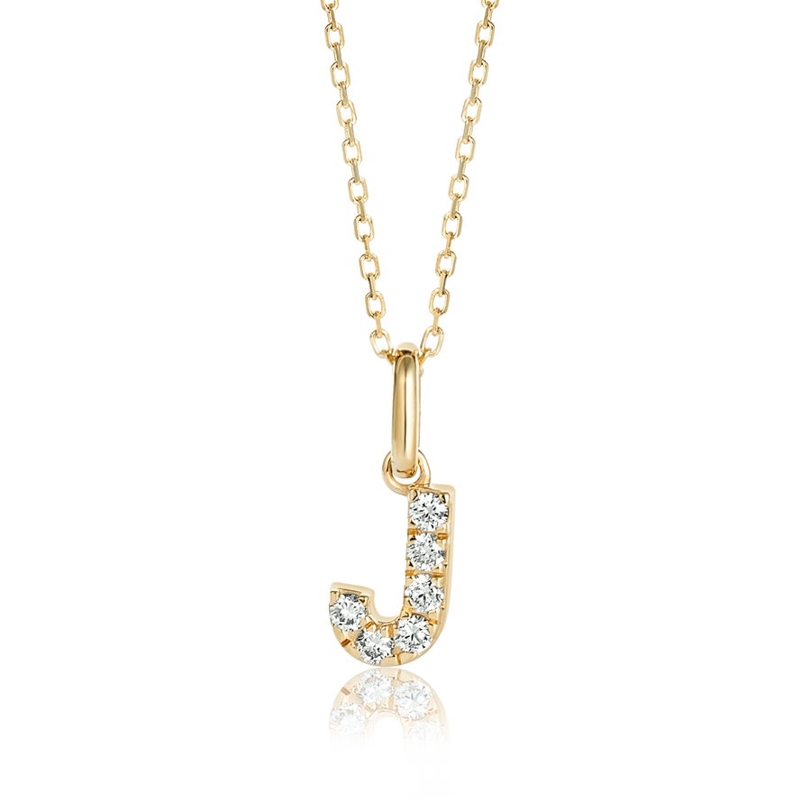 J Letter Lab-Grown Diamond Pendant Yellow Gold