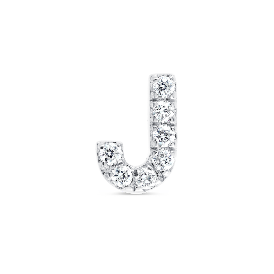 J Letter Lab-Grown Diamond Single Stud Earring White Gold