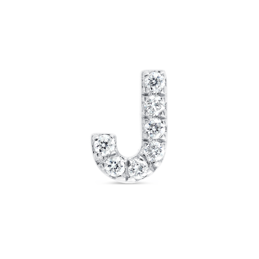 J Letter Lab-Grown Diamond Single Stud Earring White Gold