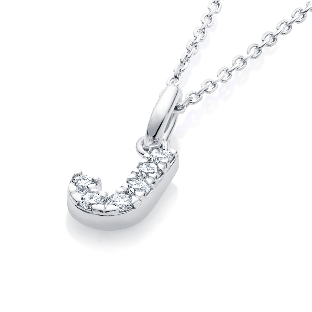 J Letter Lab-Grown Diamond Pendant White Gold