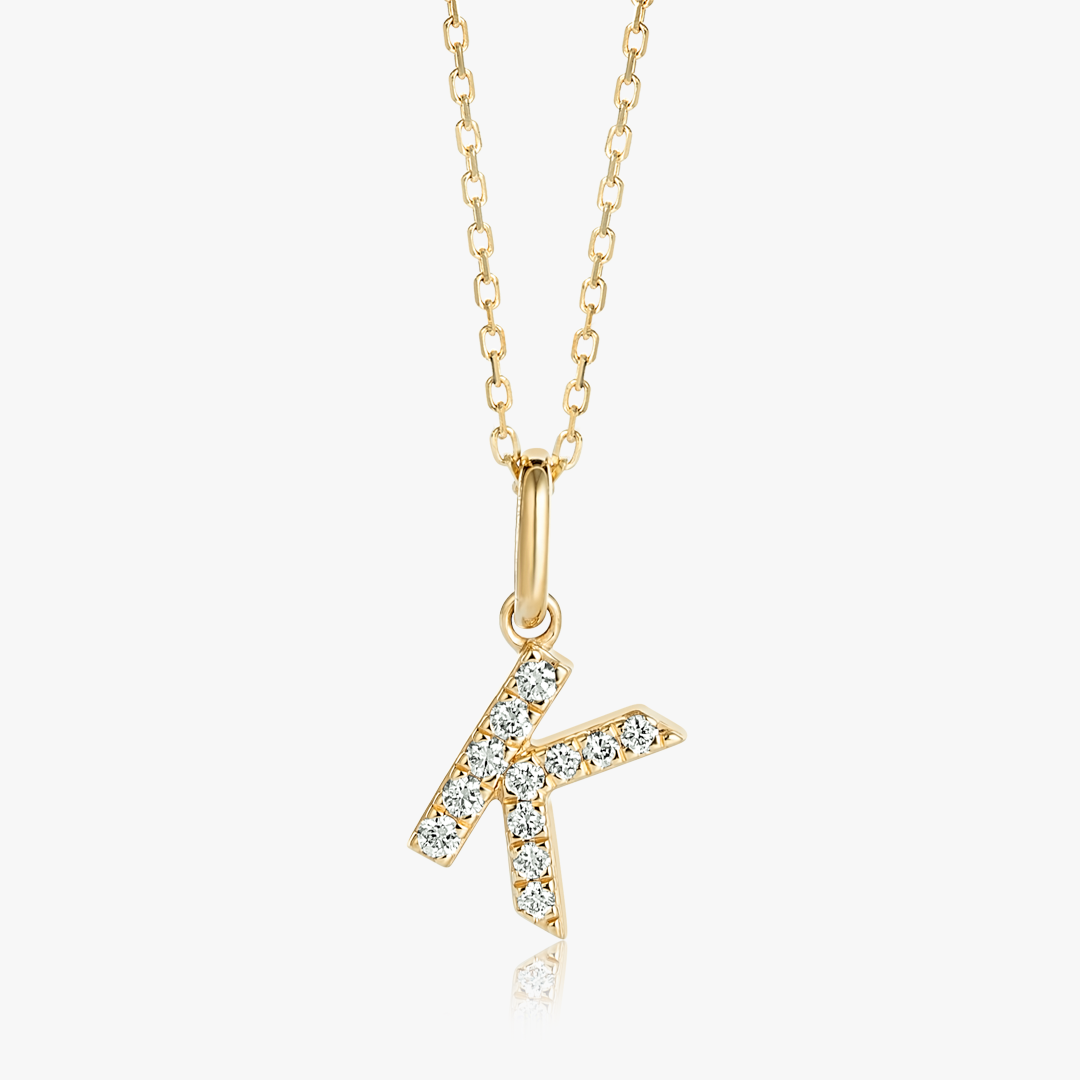 K Letter Lab-Grown Diamond Pendant Yellow Gold